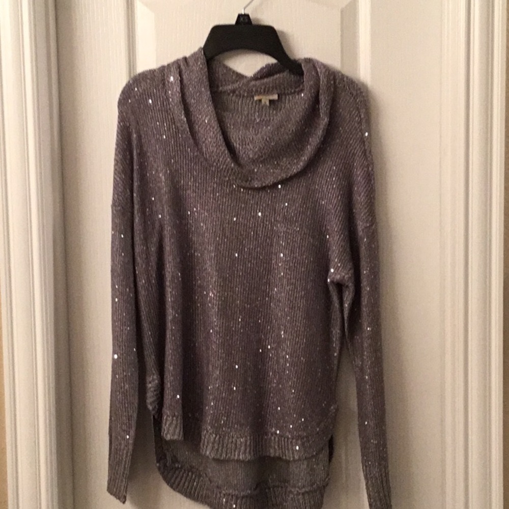 Gray Cowlneck sparkly sweater size small